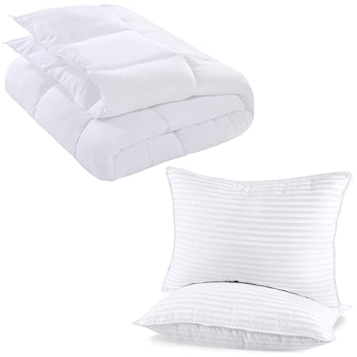 Utopia Bedding Queen Comforter Duvet Insert + 2 Pack Queen Bed Pillows