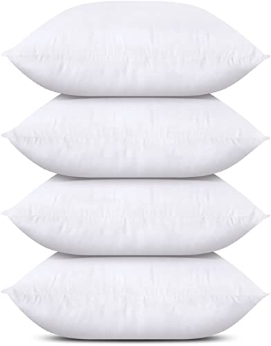  Obruosci Luxury Set of 4 Throw Pillow Inserts, 18 x 18  Hypoallergenic Ultra Soft White Polyester Microfiber Durable Couch Cushion  Fillers : Home & Kitchen