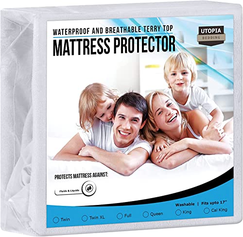 Utopia Bedding Waterproof Queen Mattress Protector - Premium Terry Cover