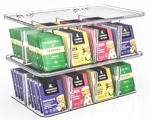 Stackable Clear Lid Tea Bag Organizer - 2 Pack