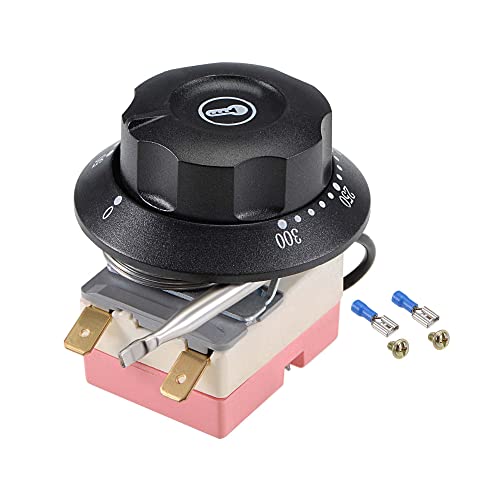 uxcell NC 250V 16A 50-300C Temperature Control Switch Capillary Thermostat for Oven Refrigerator Heater, 2m, with 2 Screws&2 Crimp Terminals