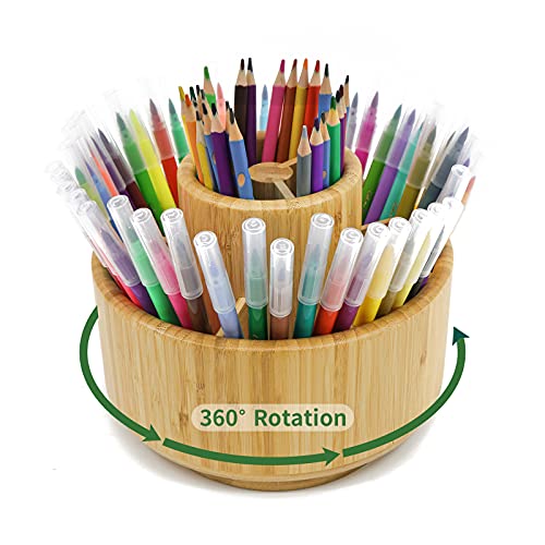 VaeFae Bamboo Pen Holder Organizer