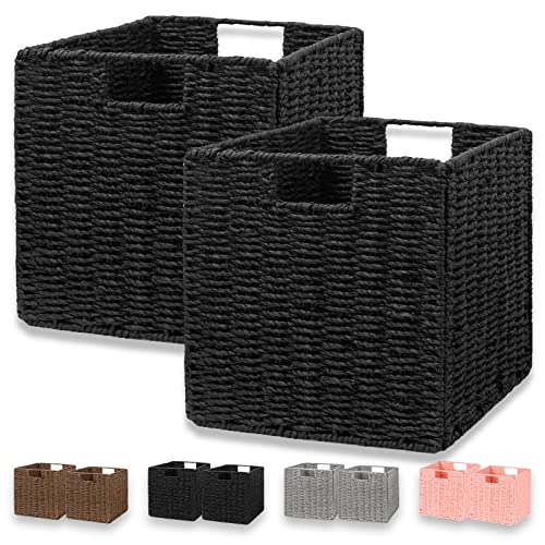 Vagusicc Storage Basket - Set of 2 Hand-Woven Paper Rope Wicker Baskets