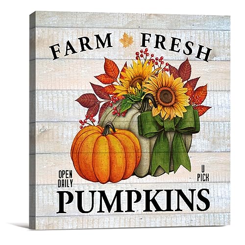 Autumn Pumpkin Canvas Print - Rustic Farmhouse Decor