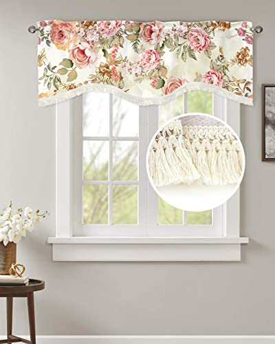 Valance with Tassel: Watercolor Leaf Valance Curtains