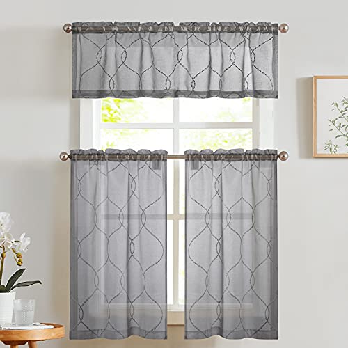 Vangao Grey Kitchen Curtains Set
