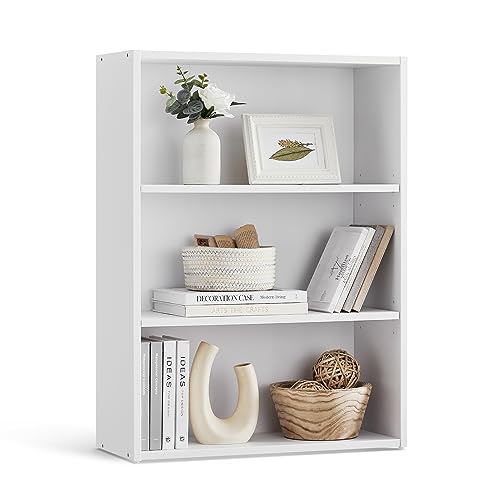 VASAGLE 3-Tier Open Bookcase with Adjustable Storage Shelves