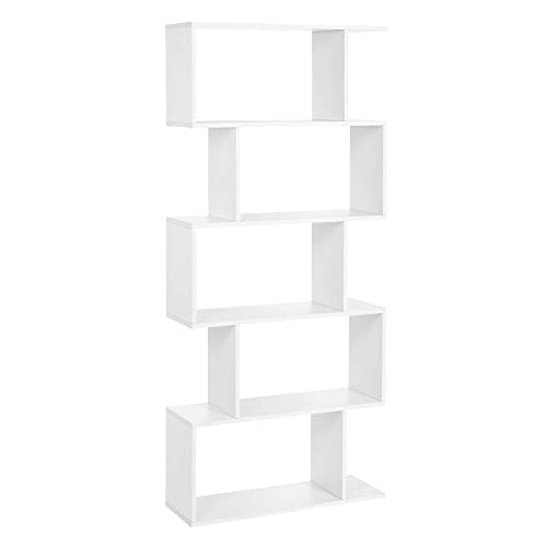 VASAGLE 5-Tier Wooden Bookcase, White