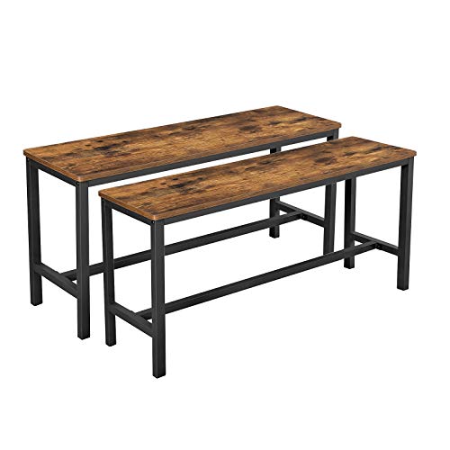 Industrial Style Dining Bench for Kitchen and Living Room, Set of 2