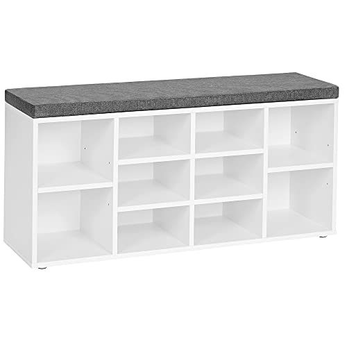 VASAGLE Shoe Bench and Storage Cabinet with Cushion