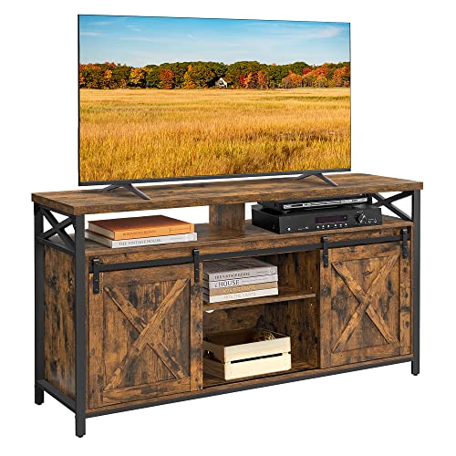 Industrial Rustic Brown TV Stand for 65" TV, Adjustable Shelves