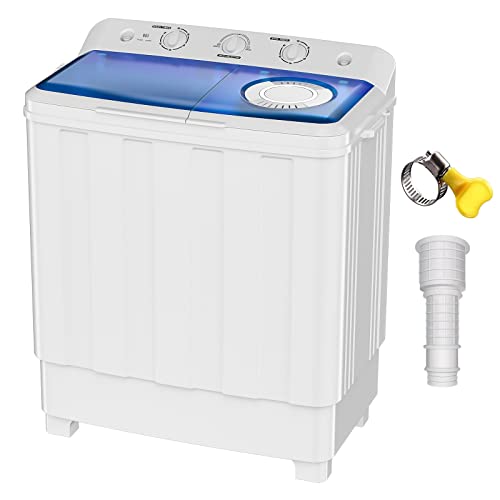 Portable Washing Machine, 2 in 1 Laundry Washer and Dryer  Combo, 28lbs Capacity 18 lbs Washing 10 lbs Spinning, Timer Control, Drain  Pump, Dorm Apartment Semi-Automatic Twin Tub Mini Washer (gray) : Appliances