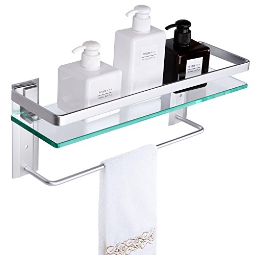 Vdomus Glass Bathroom Shelf with Hand Towel Bar