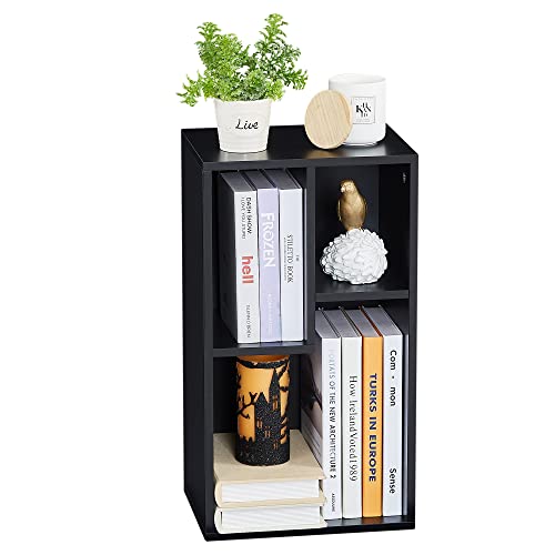 VECELO 3-Cube Small Bookshelf with Height Difference Shelves