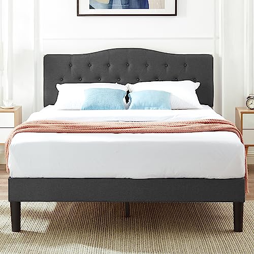 VECELO Full Size Bed Frame with Adjustable Headboard