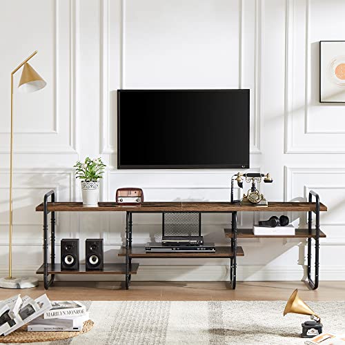 VECELO Industrial TV Stand - Sturdy and Stylish Entertainment Center