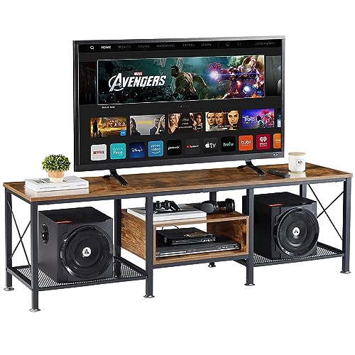 VECELO Industrial TV Stand - Stylish and Sturdy Entertainment Center