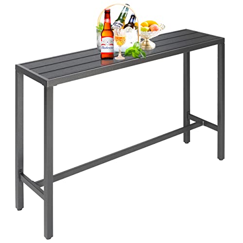 55” Pub Height Outdoor Bar Counter Table with Powder Coated Steel Frame