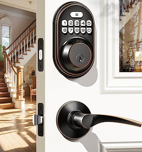 Veise Electronic Keypad Deadbolt with Handle - Smart and Secure Front Door Lock Set