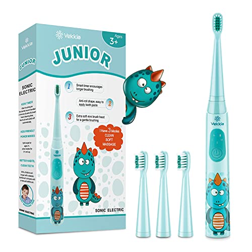 Vekkia Sonic Kids Electric Toothbrush, 3 Modes, Fun & Easy Cleaning