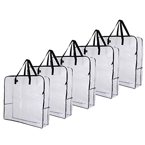 VENO 5 Pack Over-Sized Storage Bag with Clear Design and Strong Handles