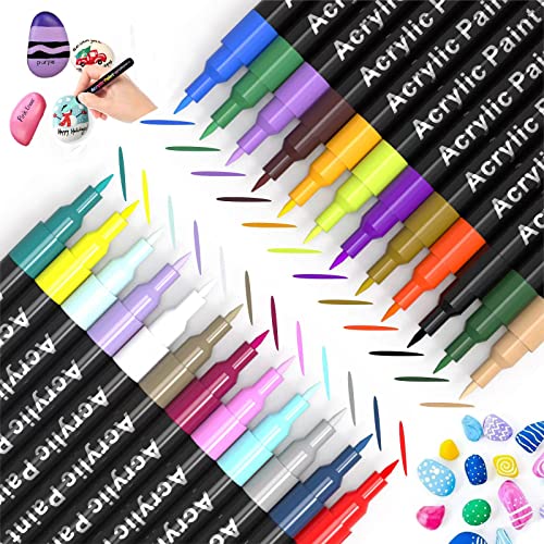Versatile Acrylic Paint Pens for Rock Painting - Set of 24 Extra Fine Point Markers