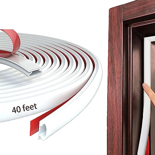 Versatile and Durable Weather Stripping Door Seal Strip (40 Feet, White)