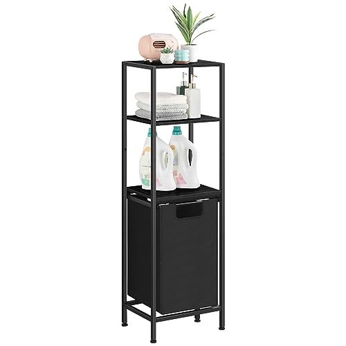 Versatile Black Laundry Hamper with 3 Tiers and Pull-Out Removable Bags