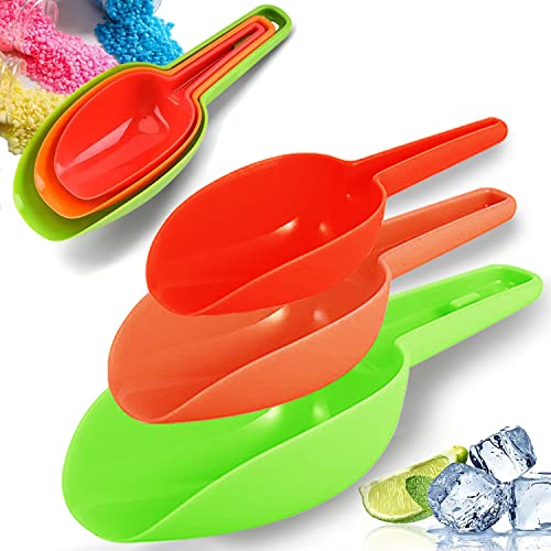  Set of 3 Scoopers for Containers, Multi Use Sturdy Ice Scoop  for Freezer, Plastic Small Scoops for Conisters, Flour, Sugar, Powder, Scoop  for Candy, Dry Goods, Dog Food, Bird Seed, Laundry