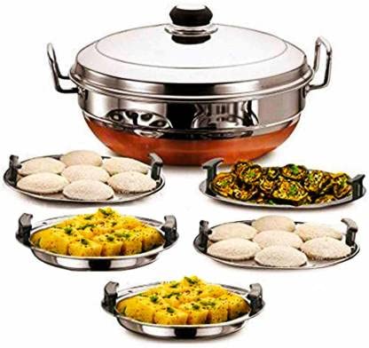 Versatile Idli Cooker Steamer Dhokla Maker with Copper Bottom