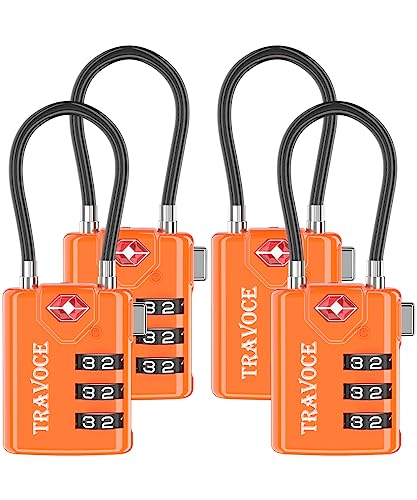 Versatile Luggage Locks for Travel and More, Orange 4 Pack