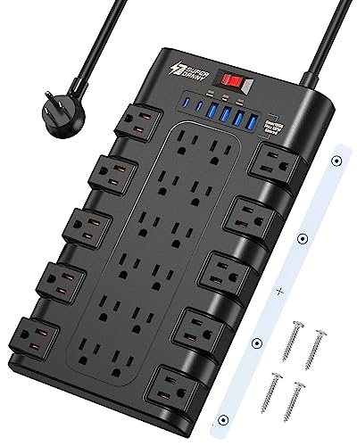 Versatile Power Strip Surge Protector with 22 Outlets and USB Ports