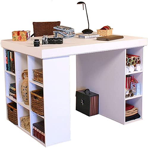 Versatile Storage Solution for Crafters: Project Center Desk with Bookcase and 3 Bin Cabinet