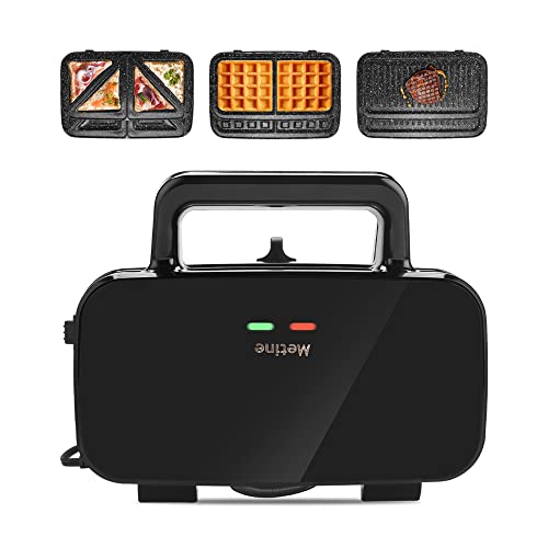 Metine Waffle Makers, 3-in-1 Waffle Iron Panini Press Sandwich Maker with  Removable Plates, 5-gears Temperature Control Non Stick Coating Cool Touch