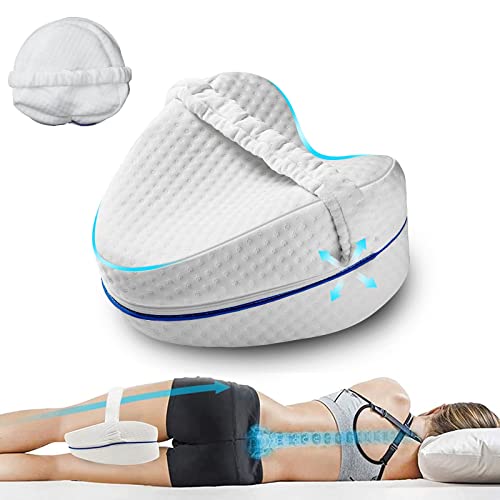 LESUMI Memory Foam Knee Pillow, Sleeping Leg Pillow, for Side Sleepers & Pregnant Women - for Spinal Alignment, Relief Sciatica, Knee, Back, Leg & Hip