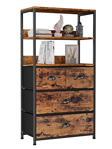 Vertical Storage Dresser with 3-Tiers Shelf and Drawers