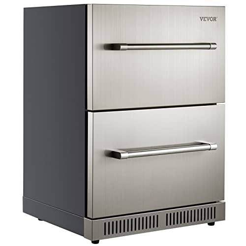 VEVOR 24" Dual Drawer Beverage Refrigerator - Silver