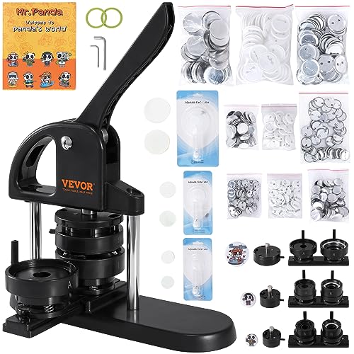 VEVOR Button Maker, 3-in-1 Pin Maker with 300pcs Parts