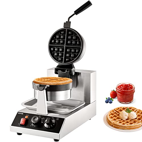 VEVOR 1300W Non-Stick Rotatable Waffle Maker with Temp Control