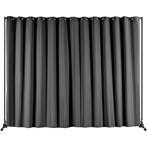 Portable 8x10ft Room Divider with Wheels - Dark Grey