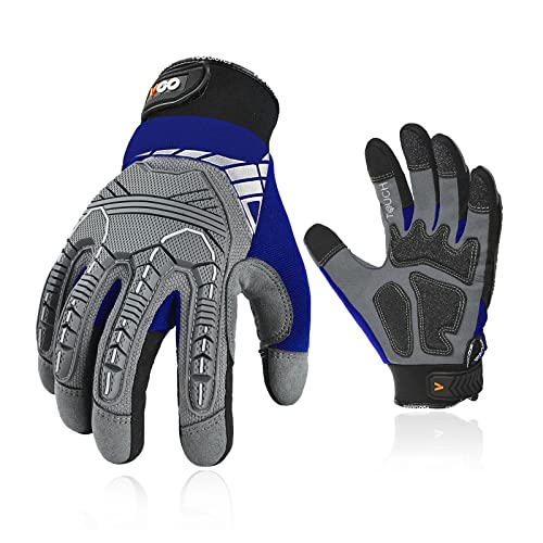 Vgo Synthetic Leather Heavy Duty Work Gloves (Size L, Blue)