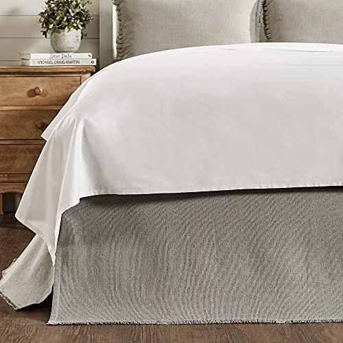 VHC Brands Burlap Dove Grey Fringed King Bed Skirt 78x80x17