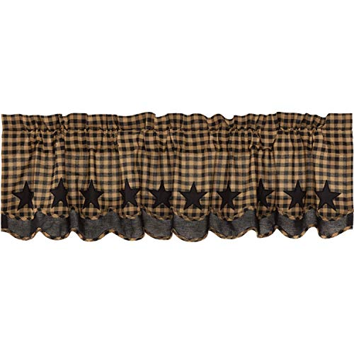 VHC Brands Raven Black Star Cotton Kitchen Curtains Valance