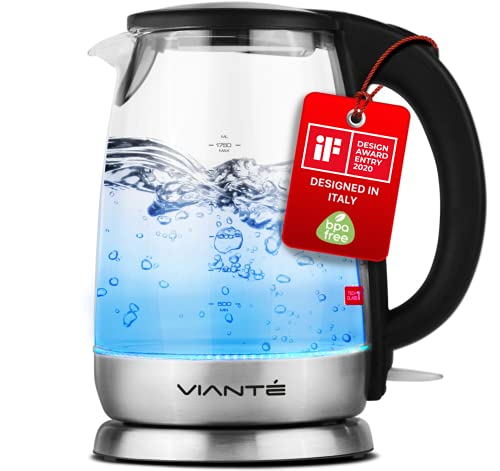  Taylor Swoden Electric Kettle 1.7L Glass Electric Tea Kettle,  1500W Hot Water Kettle Electric Cordless Water Boiler & Heater with LED  Light, Auto Shut-Off & Boil-Dry Protection, BPA Free, Black: Home