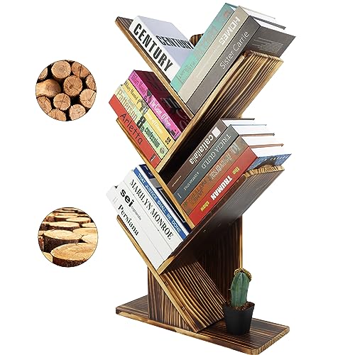 Vicatova Solid Wood Tree Bookshelf, Rustic Brown