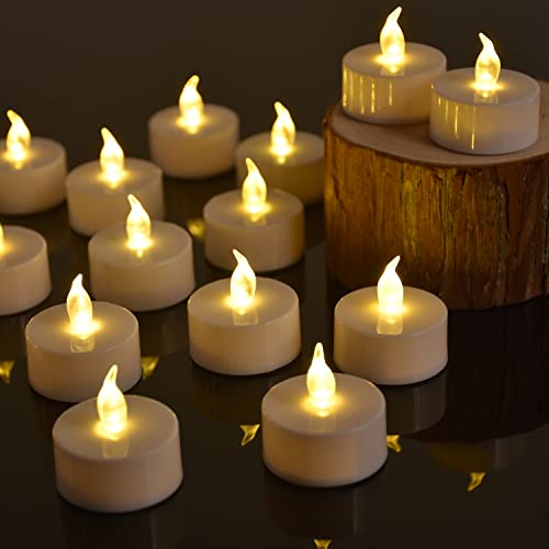 YOKACIKI Fake Candles, 100-Pack Flameless Tea Lights D- 100Pack Warm White