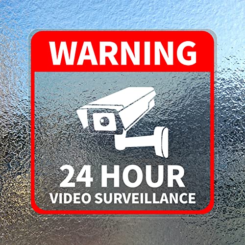 Video Surveillance Sticker Vinyl 6x6 Inch 24 Hour CCTV Camera Warning Security Decal 5 Pack