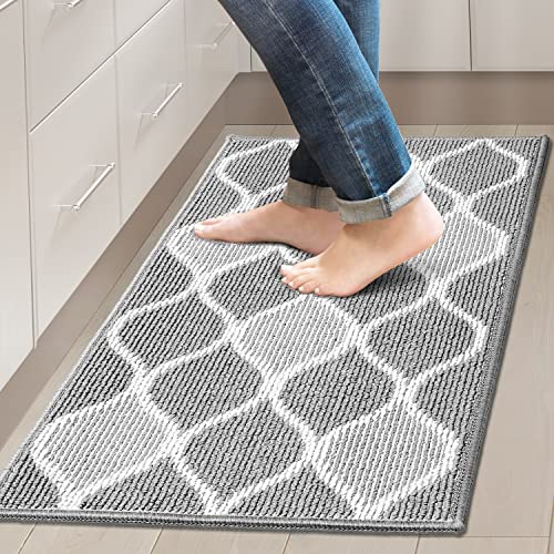 Villsure Non-Skid Kitchen Floor Mat, 100% Polypropylene, 17.7"x29.5", Grey