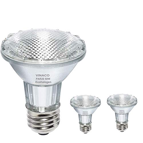 Vinaco Par20 Flood Light Bulbs, 2 Pack 50W High Output - Warm Light