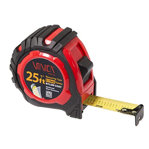 VINCA TPMA-25 25ft Tape Measure - Low Glare Nylon Coat, High Visibility Markings